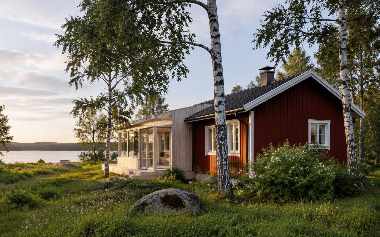 Tegn ditt eget hus eller din egen hytte.
